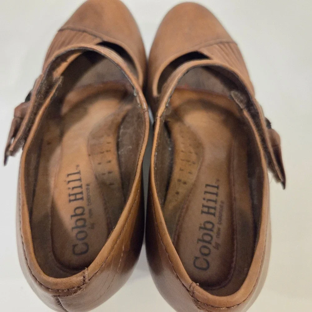 Cobb Hill Mary Jane‎ Heels Womens 8M Tan Leather Ruched Office Career Academia